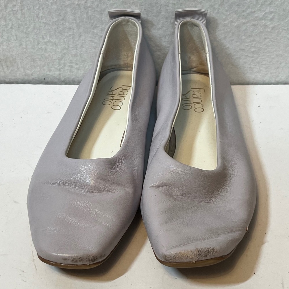 Franco Sarto Ballet Flats Leather Slip On Shoes Size 7.5 Lilac Purple Square Toe
